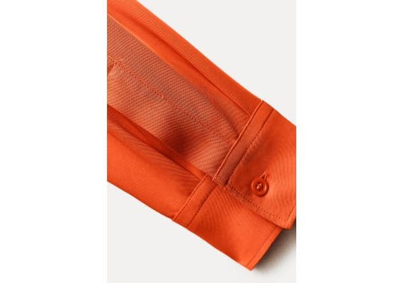 Zara Рубашка из атласной ткани коллекции zw collection zara woman, Цвет: Оранжевый, Размер: XXL, изображение 12