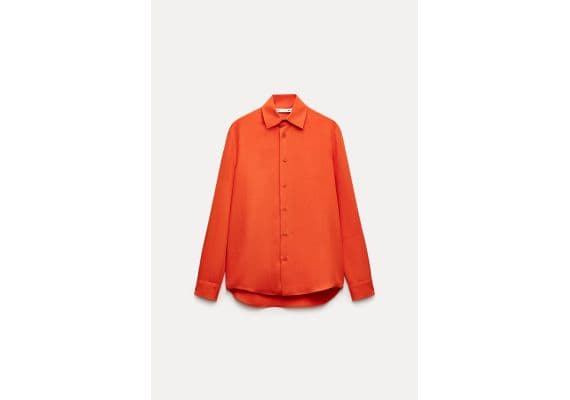 Zara Рубашка из атласной ткани коллекции zw collection zara woman, Цвет: Оранжевый, Размер: XXL, изображение 6