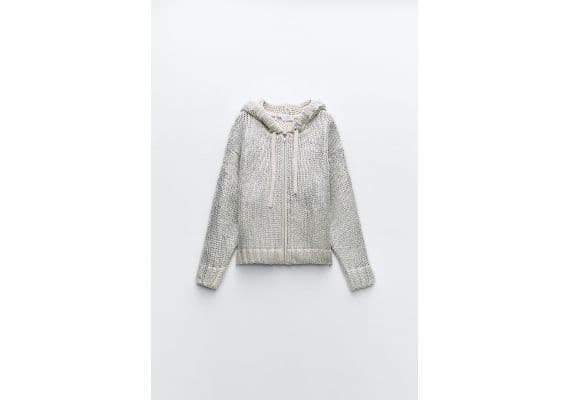 Zara Худи с тканью foil knit, Цвет: Металлик, Размер: S, изображение 8