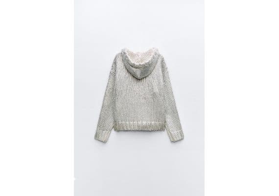 Zara Худи с тканью foil knit, Цвет: Металлик, Размер: S, изображение 9