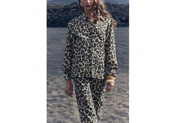 Zara Рубашка с воротником из коллекции zw animal print shirt , Цвет: С принтом, Размер: XS, изображение 4