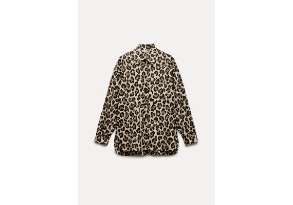 Zara Рубашка с воротником из коллекции zw animal print shirt , Цвет: С принтом, Размер: XS, изображение 6