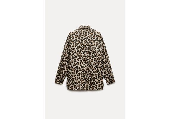 Zara Рубашка с воротником из коллекции zw animal print shirt , Цвет: С принтом, Размер: XS, изображение 7