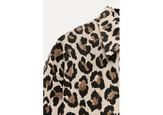 Zara Рубашка с воротником из коллекции zw animal print shirt , Цвет: С принтом, Размер: XS, изображение 8