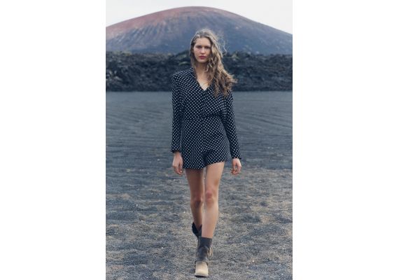 Zara Рубашка с воротником из коллекции zara woman с принтом в полоску, Цвет: Черный, Размер: XL