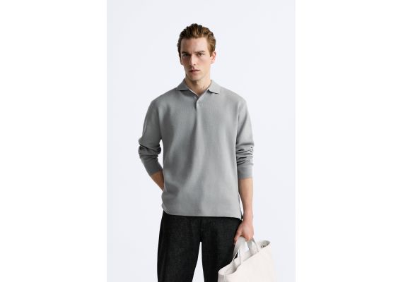 Zara   knit polo shirt , Цвет: Серый, Размер: S (US S), изображение 2