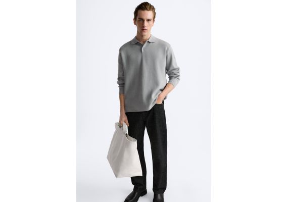 Zara   knit polo shirt , Цвет: Серый, Размер: S (US S), изображение 6