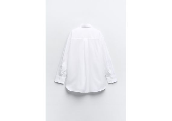 Zara Рубашка oversize из габардиновой ткани , Цвет: Белый, Размер: XXL, изображение 8