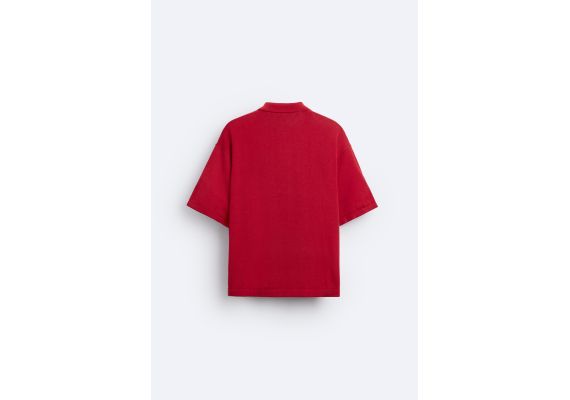 Zara Сохранить section_separator oversize knit polo shirt , Цвет: Красный, Размер: M (US M), изображение 9