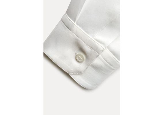 Zara Рубашка zw collection slim fit satin shirt с воротником, изготовленная из 100% вискозы, Цвет: Бежевый, Размер: M, изображение 7