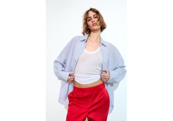 Zara Рубашка oversize gabardine , Цвет: multicolor, Размер: XXL, изображение 2