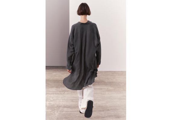 Zara Заголовок: рубашка "oversize" из коллекции zara woman
свободно-сидящая рубашка с воротником, Цвет: Серый, Размер: M-L, изображение 3