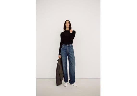 Zara Топ из полупрозрачного хлопкового креп-ткани, Цвет: Черный, Размер: S