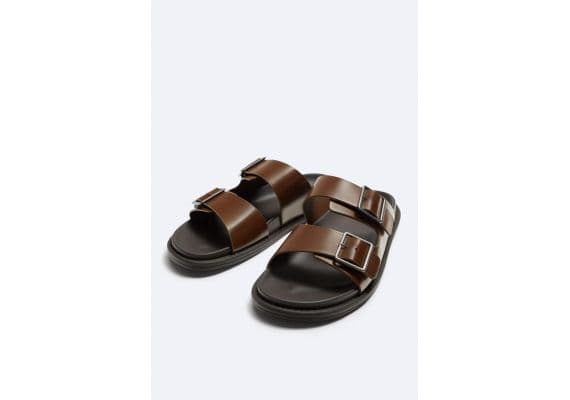 Zara   double-strap sandals , Цвет: Коричневый, Размер: 39, изображение 2