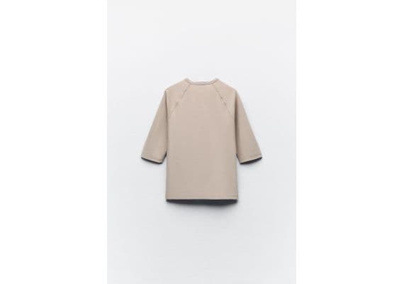 Zara Футболка из смеси хлопка и льна, Цвет: Коричневый, Размер: S, изображение 6