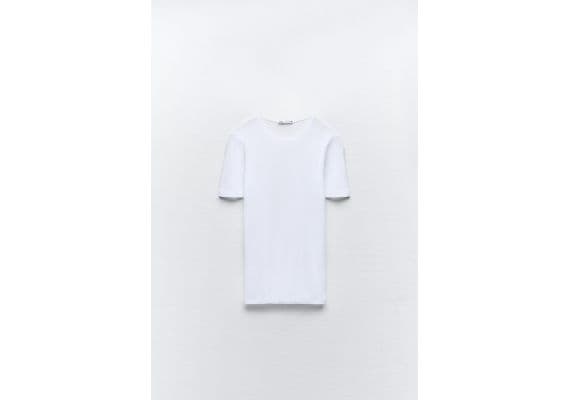 Zara Футболка из хлопка supima® cotton , Цвет: Белый, Размер: S, изображение 5