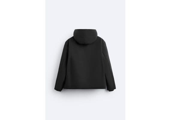 Zara Куртка с капюшоном из технической ткани, Цвет: Черный, Размер: XL (US XL), изображение 8