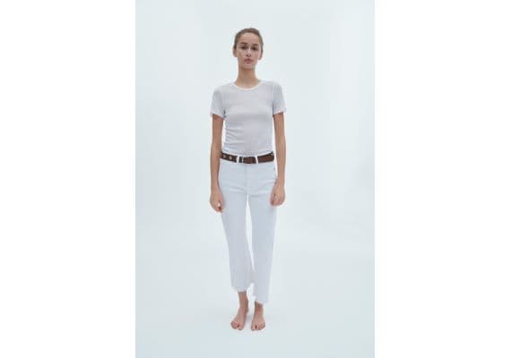 Zara Джинсы high-waist с пятью карманами, Цвет: Белый, Размер: 36