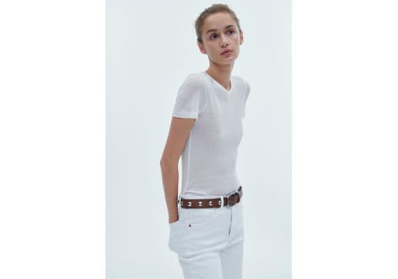 Zara Джинсы high-waist с пятью карманами, Цвет: Белый, Размер: 36, изображение 2