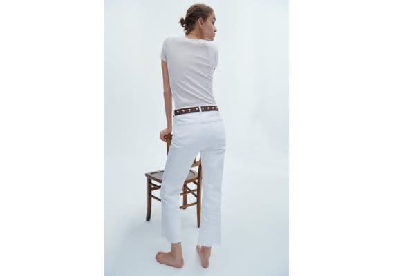 Zara Джинсы high-waist с пятью карманами, Цвет: Белый, Размер: 36, изображение 3