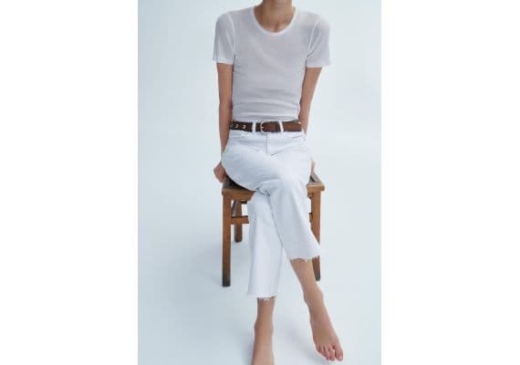 Zara Джинсы high-waist с пятью карманами, Цвет: Белый, Размер: 36, изображение 4