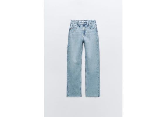 Zara Джинсы "high-rise straight jeans" с высокой посадкой и пятью карманами, Цвет: Синий, Размер: 42, изображение 2