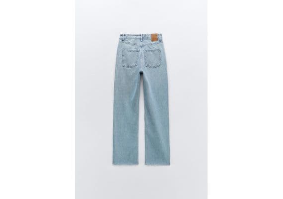 Zara Джинсы "high-rise straight jeans" с высокой посадкой и пятью карманами, Цвет: Синий, Размер: 42, изображение 3