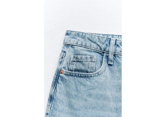 Zara Джинсы "high-rise straight jeans" с высокой посадкой и пятью карманами, Цвет: Синий, Размер: 42, изображение 4