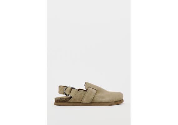 Zara   flat split suede clogs , Цвет: Коричневый, Размер: 35, изображение 3