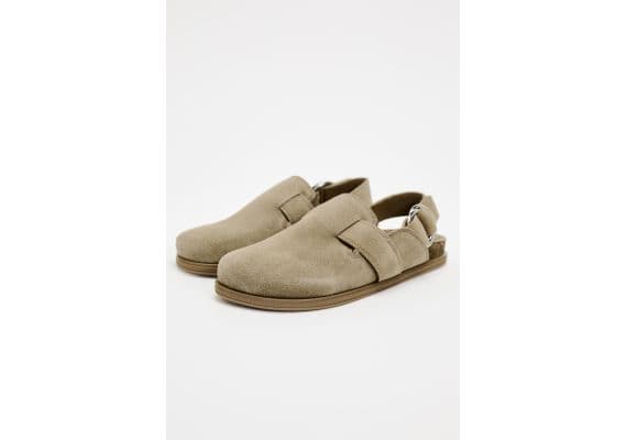 Zara   flat split suede clogs , Цвет: Коричневый, Размер: 35, изображение 4