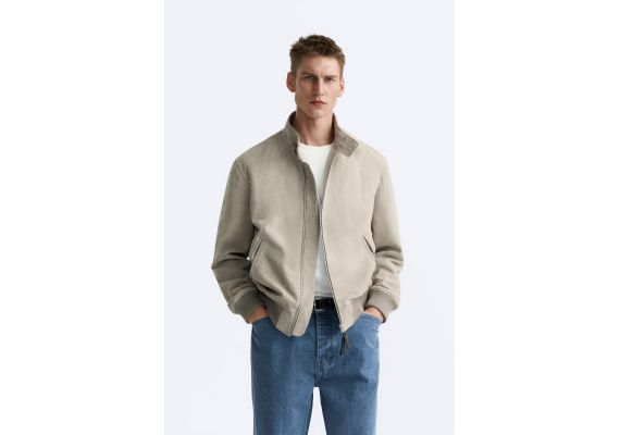 Zara Куртка из замши , Цвет: Бежевый, Размер: M (US M), изображение 2