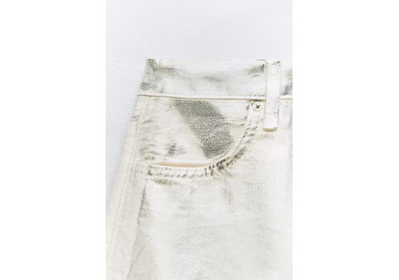 Zara Сохраняйте  trf mid-rise loose foil jeans , Цвет: Металлик, Размер: 32, изображение 11