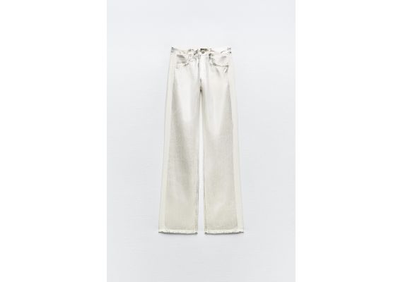 Zara Сохраняйте  trf mid-rise loose foil jeans , Цвет: Металлик, Размер: 32, изображение 9