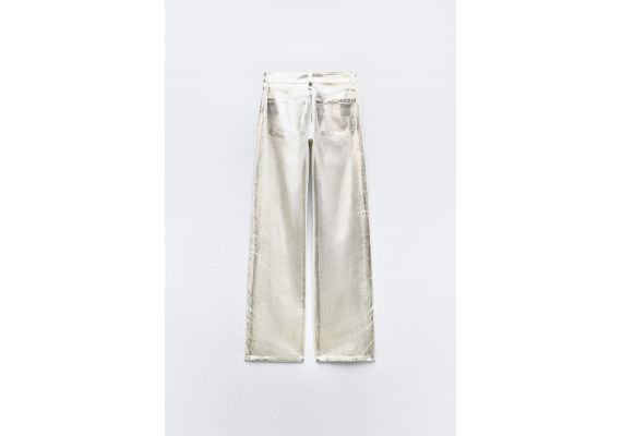 Zara Сохраняйте  trf mid-rise loose foil jeans , Цвет: Металлик, Размер: 32, изображение 10