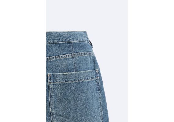 Zara Джинсы-бермуды в стиле винтаж с эффектом выцветания, Цвет: Синий, Размер: EU 36 (US 29), изображение 10