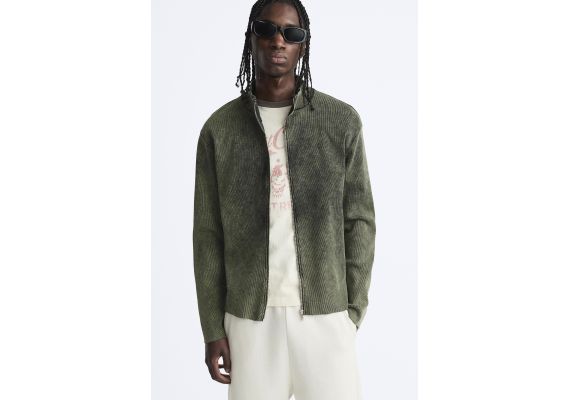 Zara Эффект старения куртки с ребристым узором , Цвет: Серый, Размер: L (US L), изображение 6