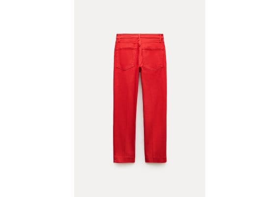 Zara Коллекция джинсов zw bootcut high-waist cropped , Цвет: Красный, Размер: 38, изображение 2