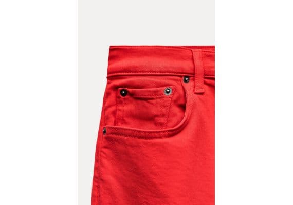 Zara Коллекция джинсов zw bootcut high-waist cropped , Цвет: Красный, Размер: 42, изображение 4