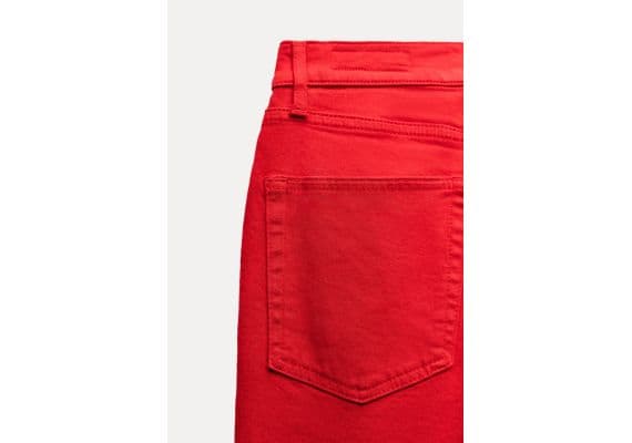 Zara Коллекция джинсов zw bootcut high-waist cropped , Цвет: Красный, Размер: 42, изображение 8