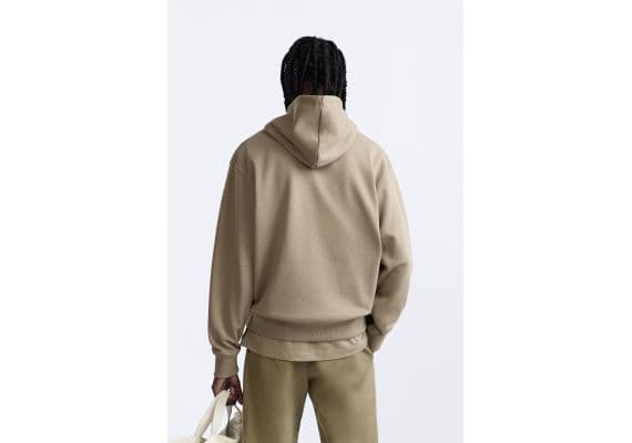 Zara Худи с разделителем hoodie , Цвет: Бежевый, Размер: S (US S), изображение 3