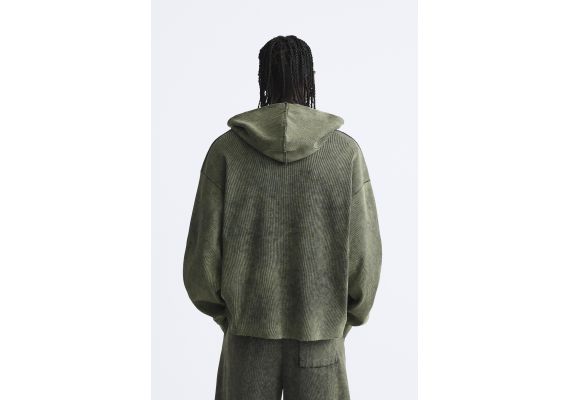 Zara Худи с эффектом старения и высоким воротником , Цвет: Серый, Размер: XL (US XL), изображение 3