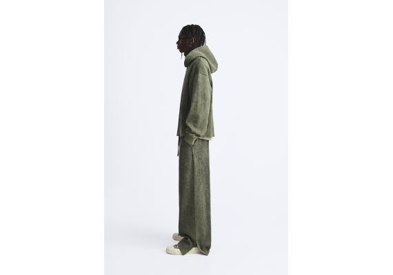 Zara Худи с эффектом старения и высоким воротником , Цвет: Серый, Размер: XL (US XL), изображение 4