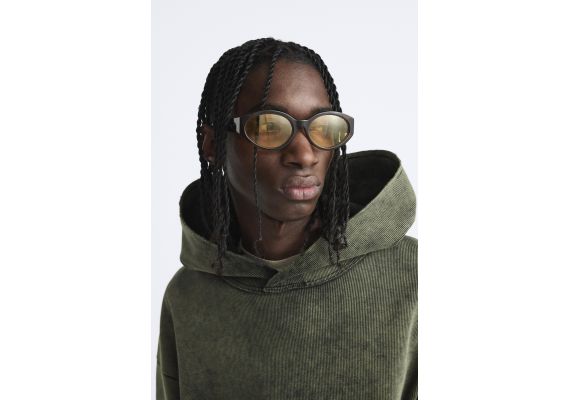 Zara Худи с эффектом старения и высоким воротником , Цвет: Серый, Размер: XL (US XL), изображение 5
