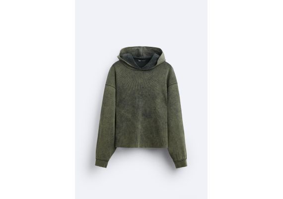 Zara Худи с эффектом старения и высоким воротником , Цвет: Серый, Размер: XL (US XL), изображение 7