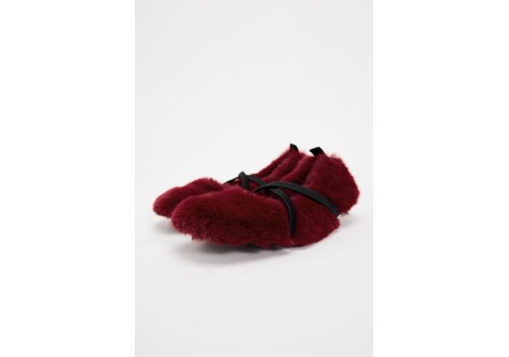 Zara   faux fur ballet flats , Цвет: Красный, Размер: 35, изображение 4