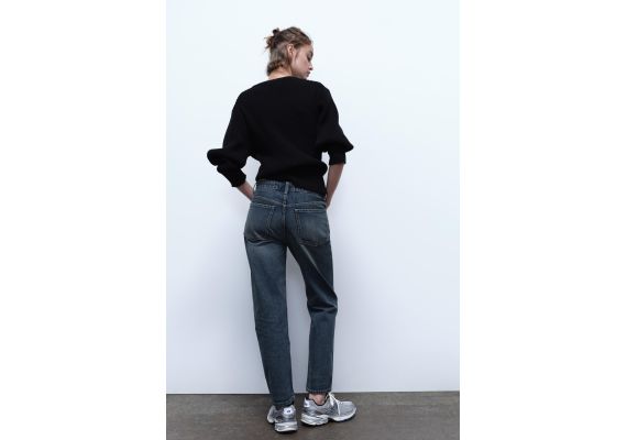 Zara Сохрани  trf straight-leg mid-rise джинсы , Цвет: Синий, Размер: 34, изображение 3