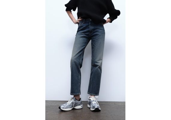 Zara Сохрани  trf straight-leg mid-rise джинсы , Цвет: Синий, Размер: 34, изображение 4