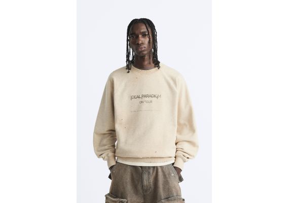 Zara Толстовка с принтом в стиле винтаж , Цвет: Серый, Размер: S (US S), изображение 2