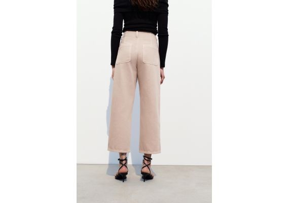 Zara Джинсы culotte с высокой талией z1975 с видимыми пуговицами , Цвет: Розовый, Размер: 42, изображение 4