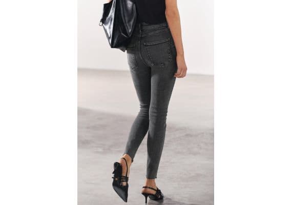 Zara   zw collection '80s skinny high-waist jeans , Цвет: Серый, Размер: 32, изображение 3